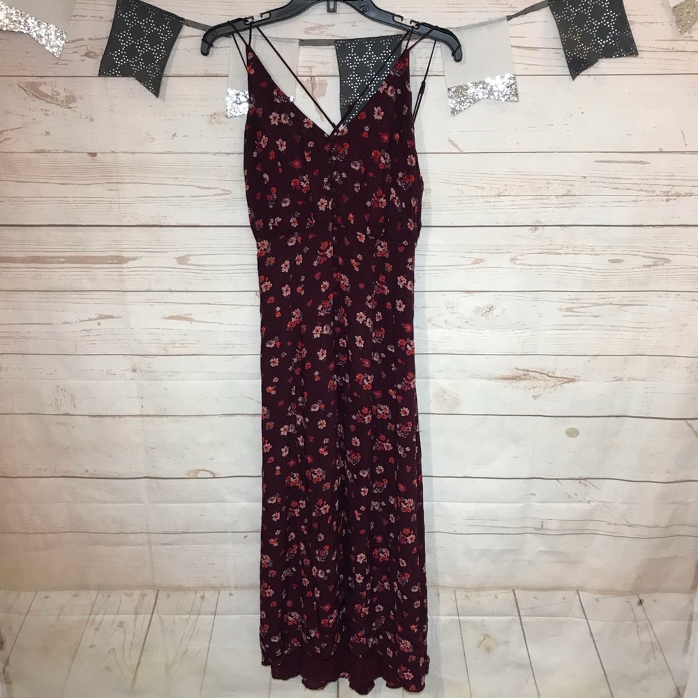 Urban Outfitters Floral V-Neck Button Maxi Dress